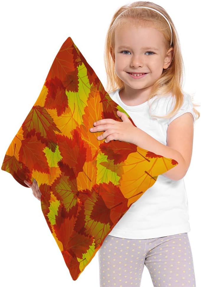 Moslion Maple Leaf Pillows Fall Throw Pillow Cover Autumn Leaves Maple Tree Pillow Case 18x18 Inch Cotton Linen Canvas Square Cushion Decorative Cover Happy Father's Day for Sofa Bedroom Orange - Image 3